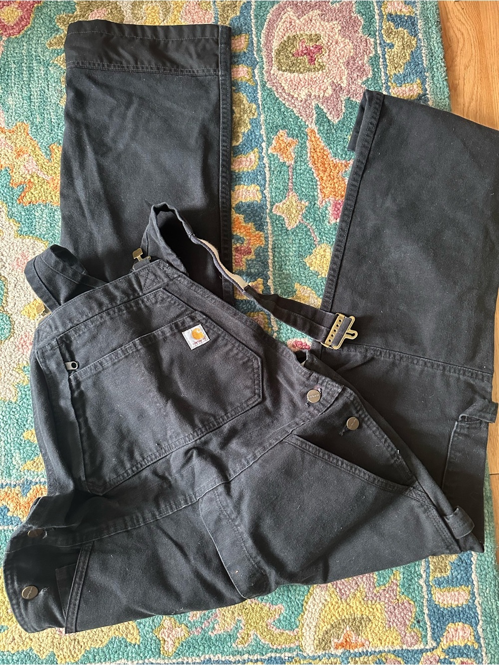 Carhartt Black Worker Bib Overalls with Front Pocket